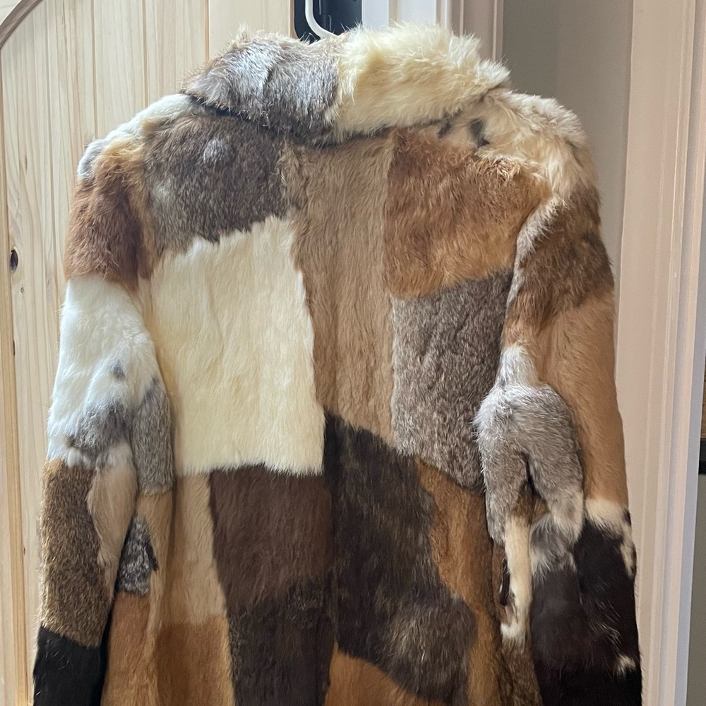 Vintage, patchwork, rabbit fur, 32” length, 22” sleeve, 20”armpit - armpit